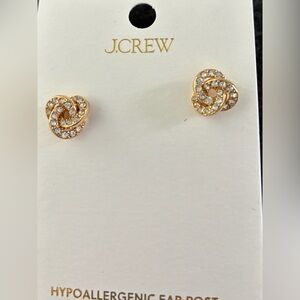 J. Crew Gold and Crystal Knot Earrings